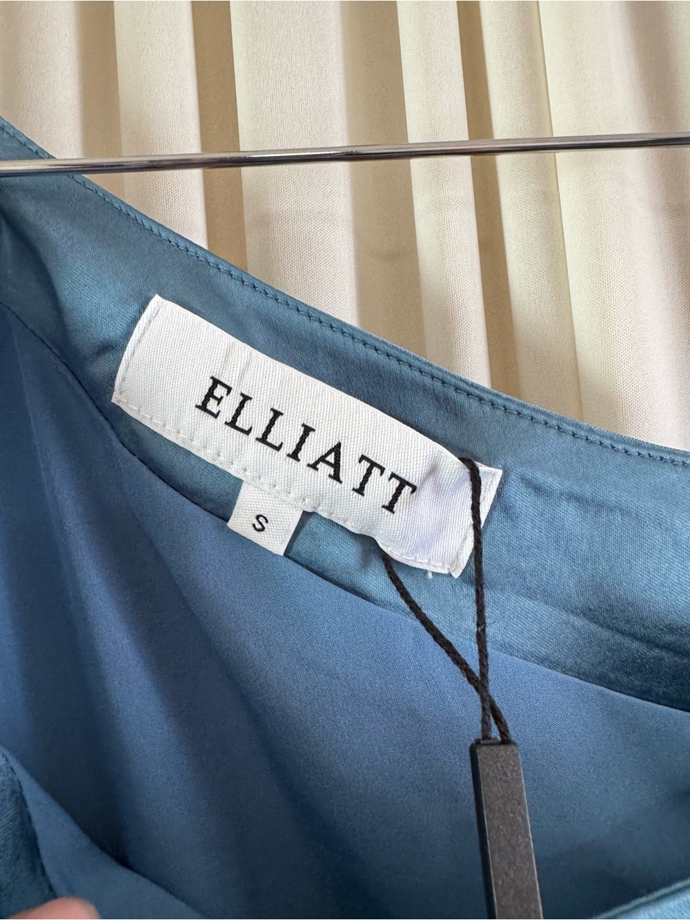 Eliatt Cassini One-Shoulder Blue Satin Midi Dress with Side Slit Size Small NEW - Picture 5 of 9